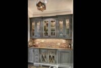 gray distressed kitchen cabinets