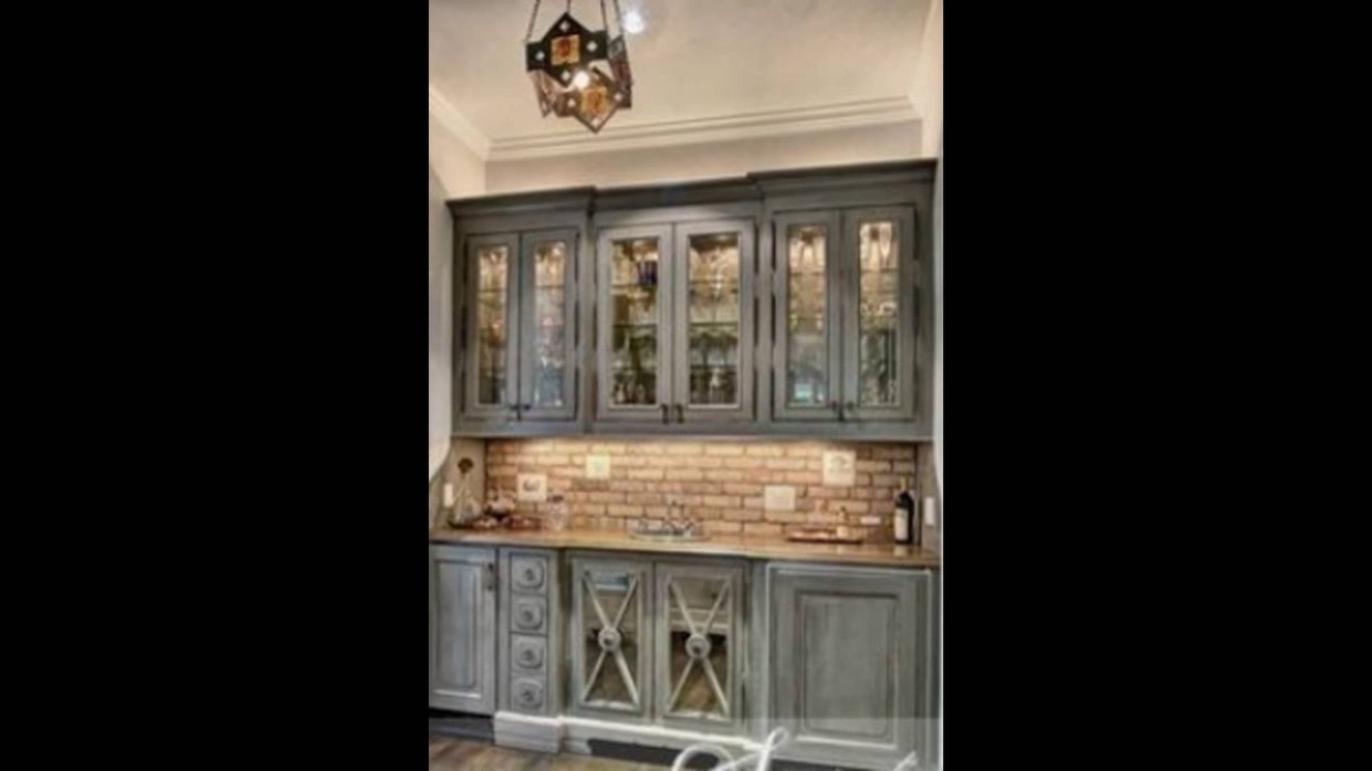 gray distressed kitchen cabinets