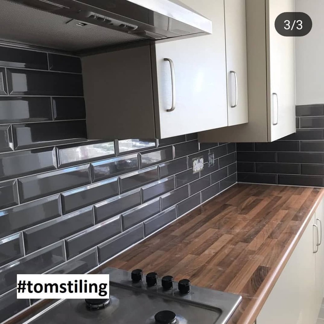 Marylebone Dark Grey  Black and grey kitchen, Kitchen tiles
