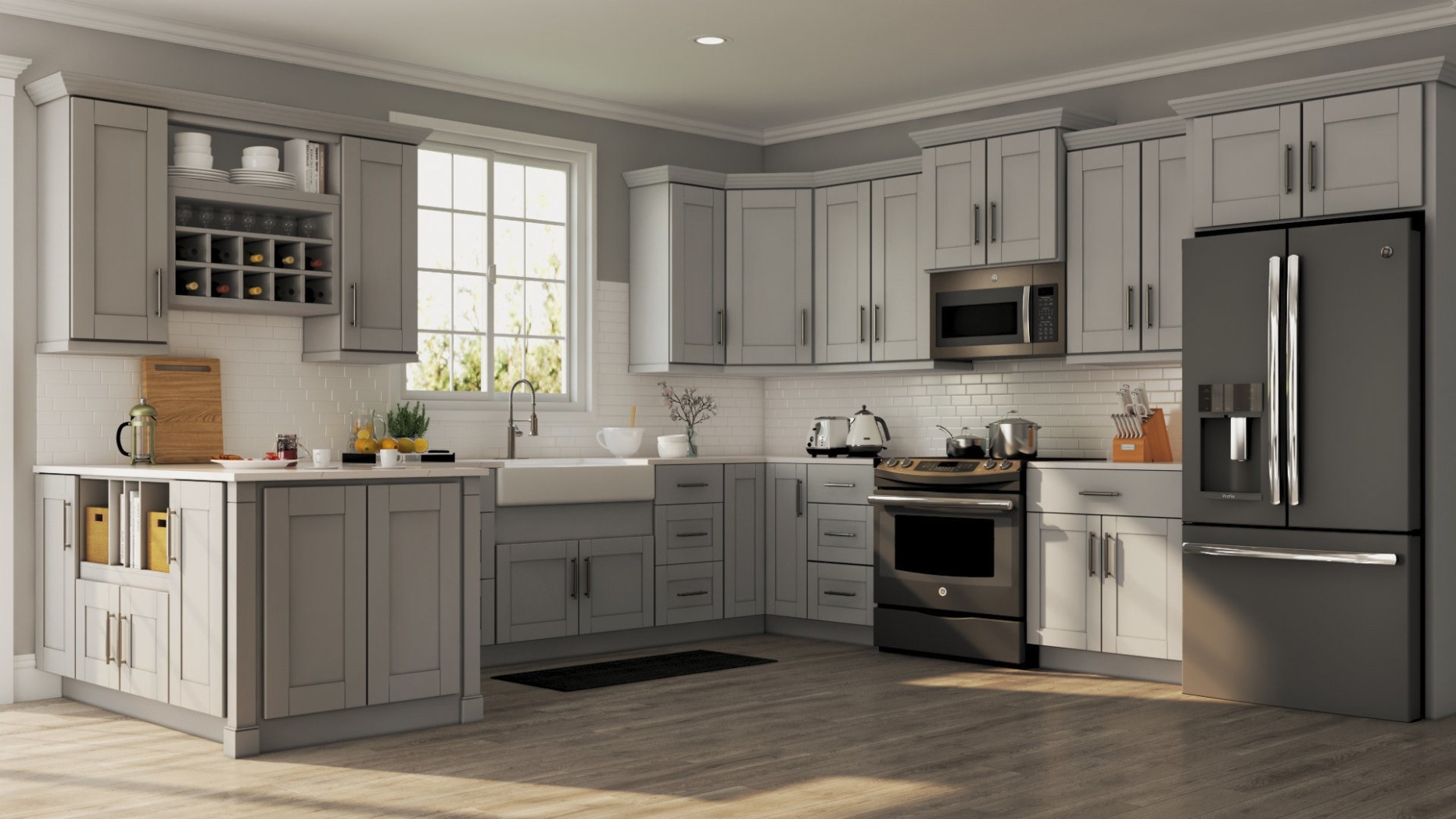 Shaker Wall Cabinets in Dove Gray – Kitchen – The Home Depot